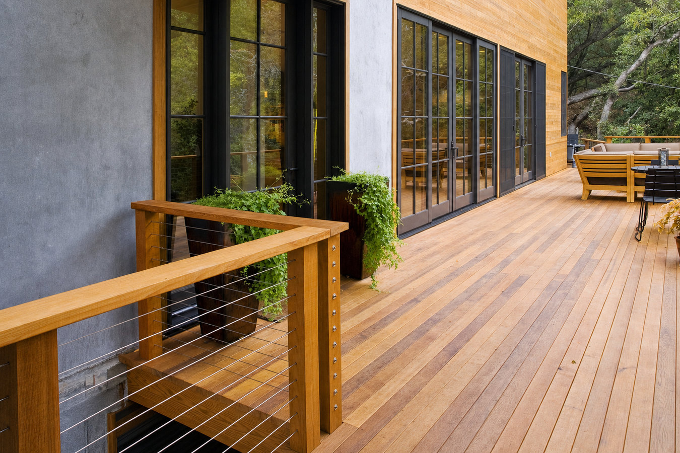Cedar wood deck construction